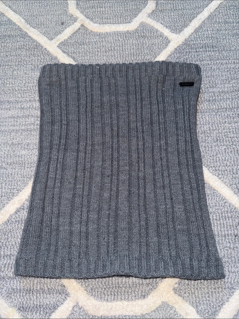 Michael Kors Gray Ribbed Knit Fleece Lined Neck Warmer Scarf One Size